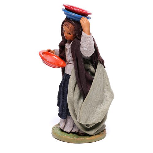 Woman with plates 12 cm for Neapolitan nativity scene 2