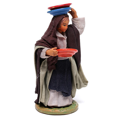 Woman with plates 12 cm for Neapolitan nativity scene 3