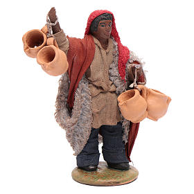 Moor man carrying hanging jugs 12 cm for Neapolitan nativity scene