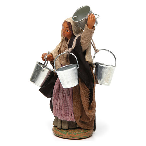 Woman carrying buckets 12 cm for Neapolitan nativity scene 2