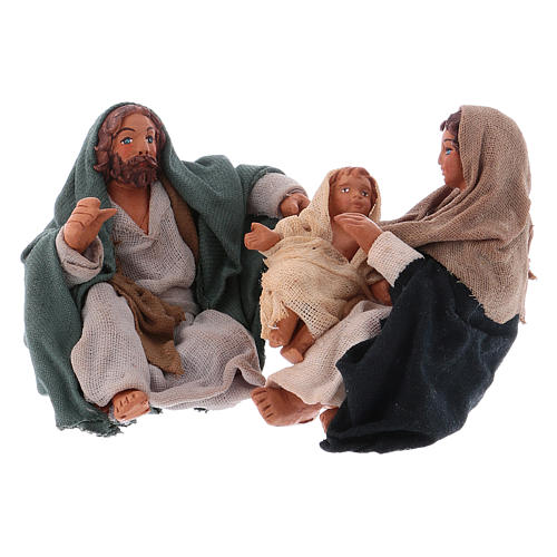 Narodziny Jezusa 12 cm trzy figurki Świętej Rodziny siedzącej szopka neapolitańska 1