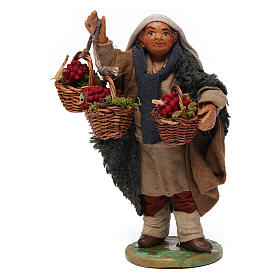Uomo con cestini d'uva 12 cm presepe napoletano