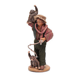 Uomo con scimmie 12 cm in terracotta presepe napoletano
