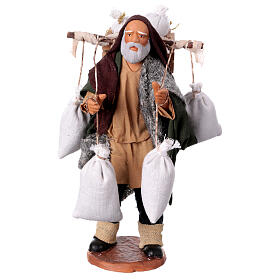 Old Man Carrying Sacks of Flour 14 cm Neapolitan Nativity