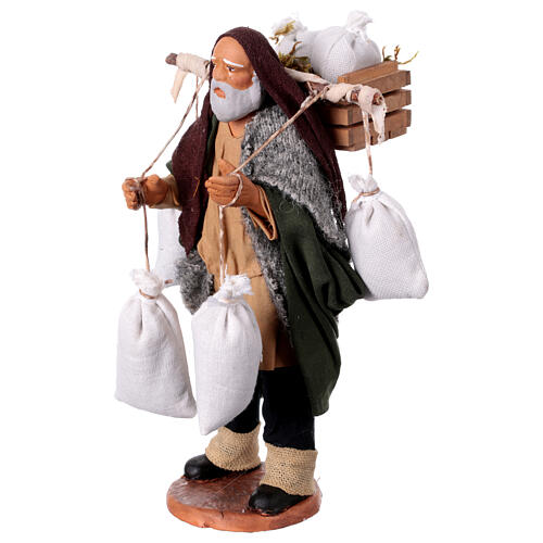 Hombre con cajita y sacos de harina, 14 cm belén Nápoles 3