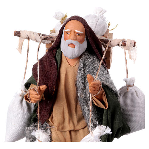 Old Man Carrying Sacks of Flour 14 cm Neapolitan Nativity 2