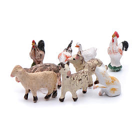 Kit with 9 animal items for DIY nativity scene  4 cm