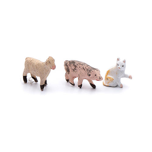 Kit with 9 animal items for DIY nativity scene  4 cm 3