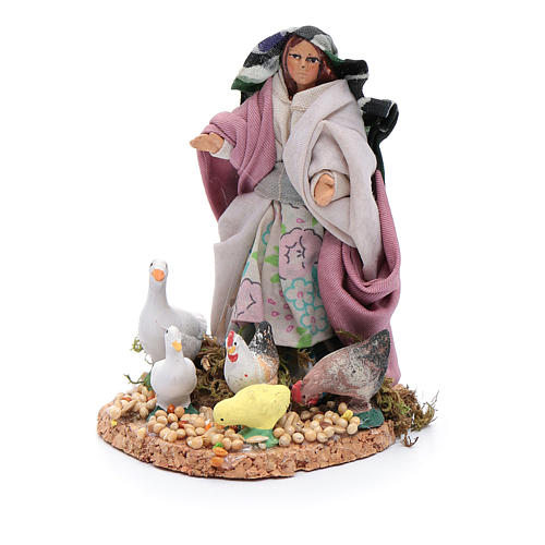 Woman with hens and ducks for  Neapolitan nativity scene 8 cm 2