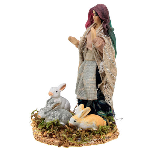 Statue if woman with rabbits 8 cm for  Neapolitan nativity scene 2