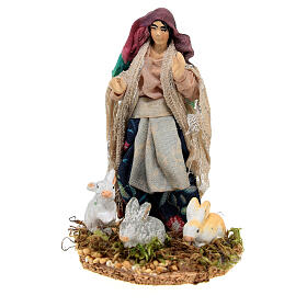 Statue if woman with rabbits 8 cm for Neapolitan nativity scene