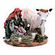 Woman sitting with a bucket and cow 8 cm for Neapolitan nativity scene s1