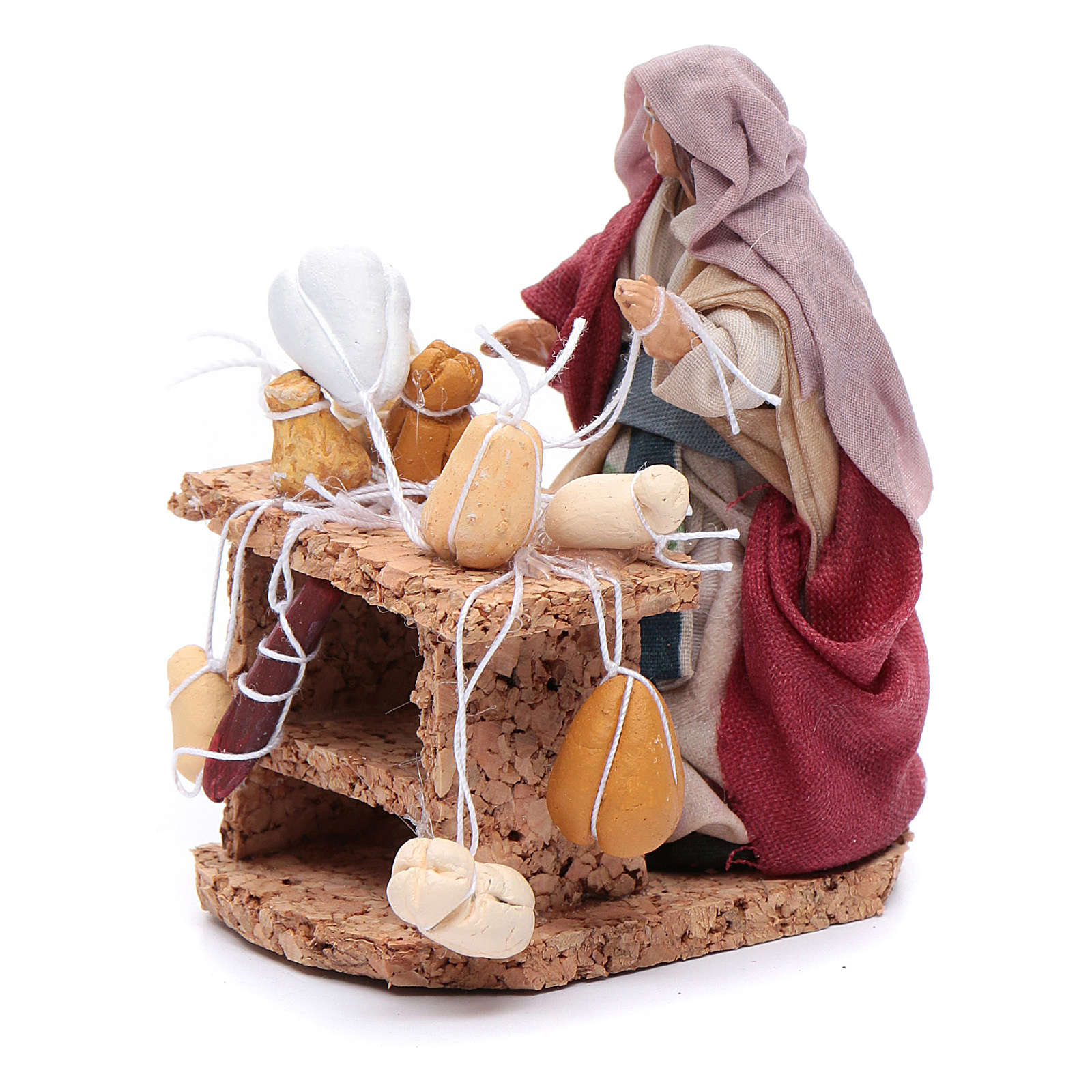 Santon Napolitain Fromager 8 Cm - Crèche De Noël Terre Cuite Peinte à La Main - Fait Main En Italie