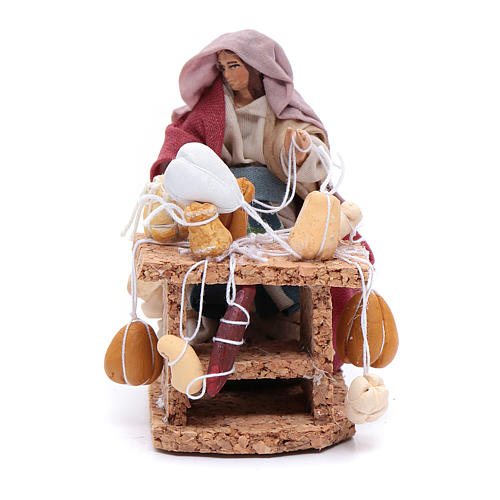 Mulher com charcutaria e queijo 8 cm presépio napolitano 1