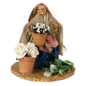 Mujer anciana florista 8 cm belén napolitano
