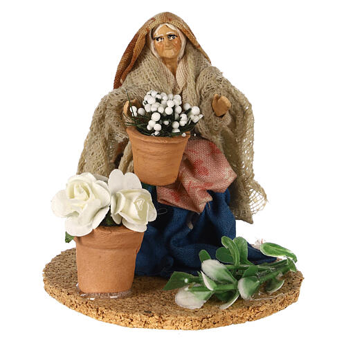 Mujer anciana florista 8 cm belén napolitano 1