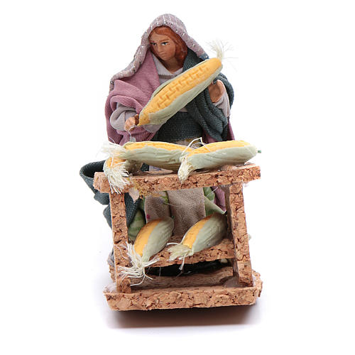 Mulher com milho peça presépio napolitano 8 cm 1