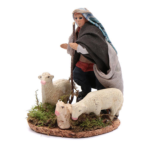 Neapolitan Nativity Scene shepherd with flock 8cm 2