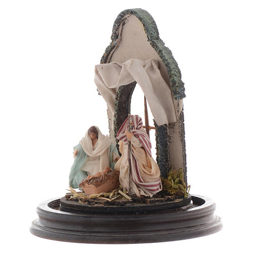 Neapolitan Nativity Scene Holy Family arabian style in glass dome 20x15 cm 3