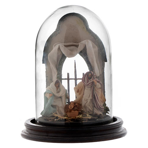 Neapolitan Nativity Scene Holy Family arabian style in glass dome 20x15 cm 1