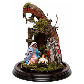 Presepe Napoletano: Campana di vetro con scena natività presepe napoletano