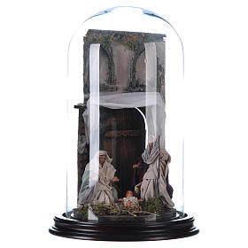 Neapolitan Nativity Scene Holy Family arabian style in glass dome 29cm