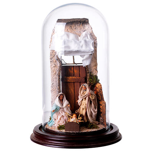 Neapolitan Nativity Scene Holy Family arabian style in glass dome 29cm 1