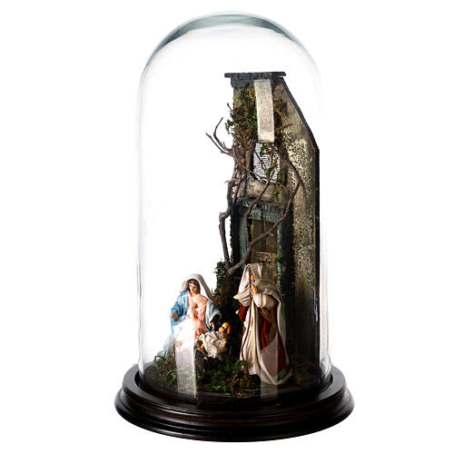 Neapolitan Nativity Scene Holy Family arabian style in glass dome 3