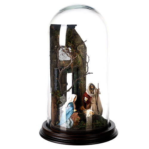 Neapolitan Nativity Scene Holy Family arabian style in glass dome 4