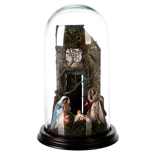 Neapolitan Nativity Scene Holy Family arabian style in glass dome 1