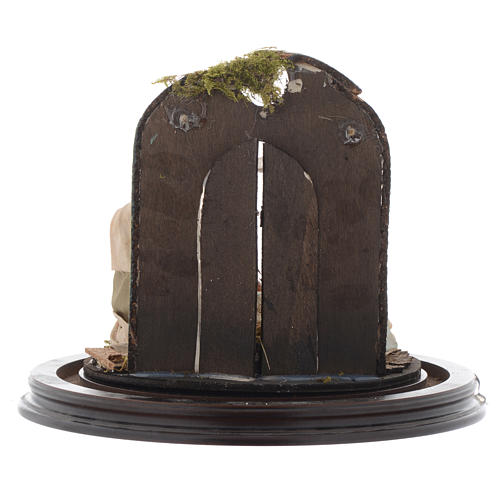 Scène nativité avec cloche sur base bois crèche napolitaine 5