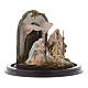 Scène nativité avec cloche sur base bois crèche napolitaine s4