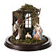 Heilige Familie in Glasglocke mit Engel neapolitanische Krippe s2