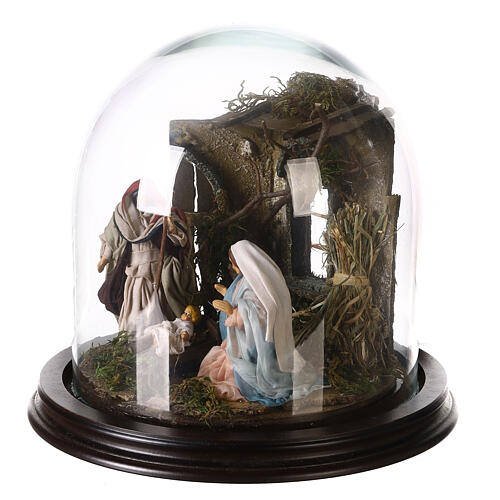 Nativity scene with stable, glass domed roof and angel for Neapolitan nativity scene 3