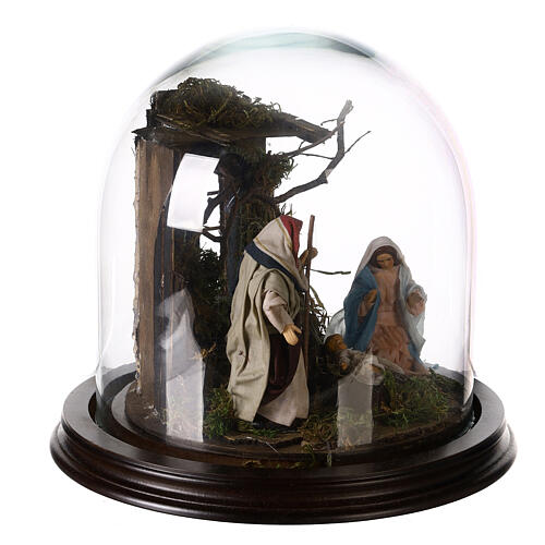 Nativity scene with stable, glass domed roof and angel for Neapolitan nativity scene 4