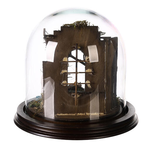 Nativity scene with stable, glass domed roof and angel for Neapolitan nativity scene 5