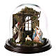 Nativity scene with stable, glass domed roof and angel for Neapolitan nativity scene s1