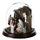Nativity scene with stable, glass domed roof and angel for Neapolitan nativity scene s3