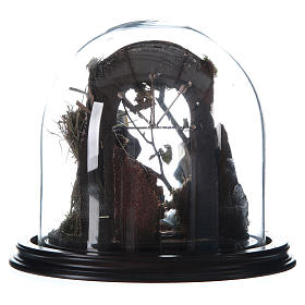 Natividad cúpula vidrio con pared establo y ángel | venta online en HOLYART