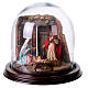 Natività con parete di stalla e angelo - cupola di vetro presepe Napoli s1