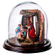 Natività con parete di stalla e angelo - cupola di vetro presepe Napoli s3