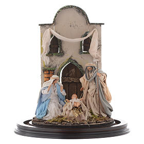 Neapolitan nativity scene  30x25 cm with a glass domed roof in Arabian style.