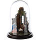 Neapolitan nativity scene on a wooden base with a glass domed roof s1