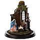 Neapolitan nativity scene on a wooden base with a glass domed roof s2