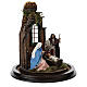 Neapolitan nativity scene on a wooden base with a glass domed roof s4