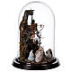 Escena pesebre Sagrada Familia campana vidrio base madera 25 cm Belén Napolitano s4