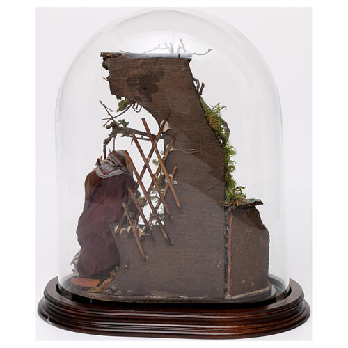 Scena Bożego Narodzenia w szklanej kopule na drewnianej podstawie, styl neapolitański 3