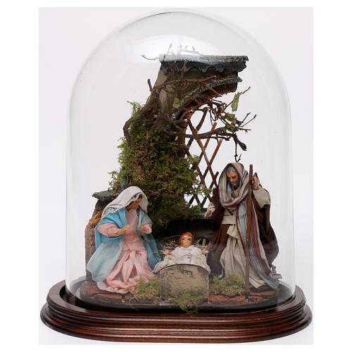 Holy Family in glass dome Neapolitan nativity 1