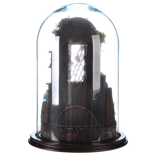 Trio nativité 40x30 cm cloche en verre style arabe crèche napolitaine 3