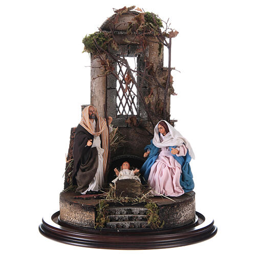 Trio Scena narodzin Jezusa 40x30 cm, kopuła ze szkła, styl arabski, szopka neapolitańska 2